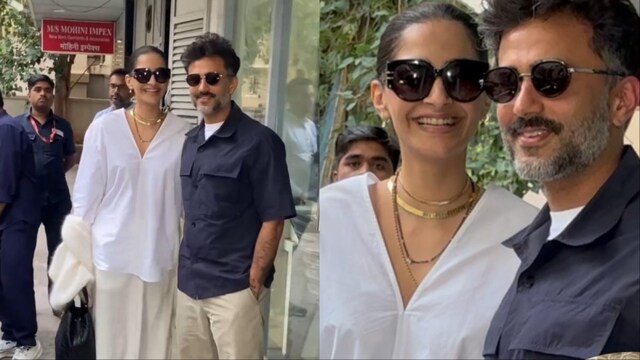Sonam Kapoor turned heads in a white shirt and skirt at her recent outing. 