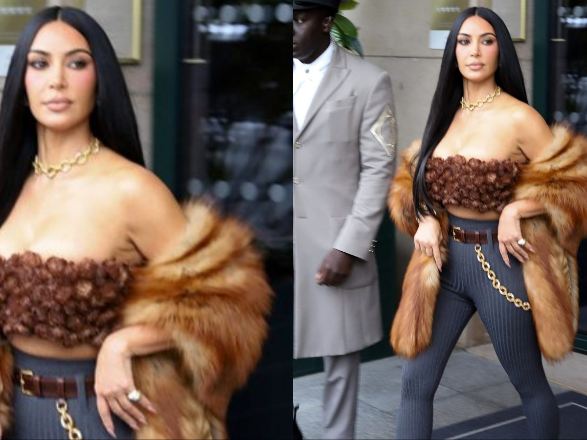 princess polly baby blue dress Kim Kardashian looks incredible as she goes braless in plunging glam dress  at star-studded gala in LA main image 0