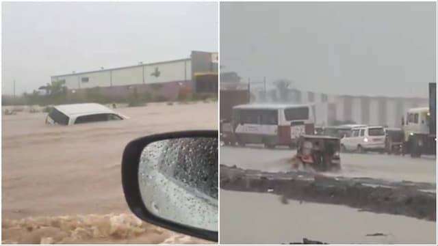 Video screengrabs show flooding on the Pune-Solapur Highway amid heavy rain in Maharashtra (Social Media)