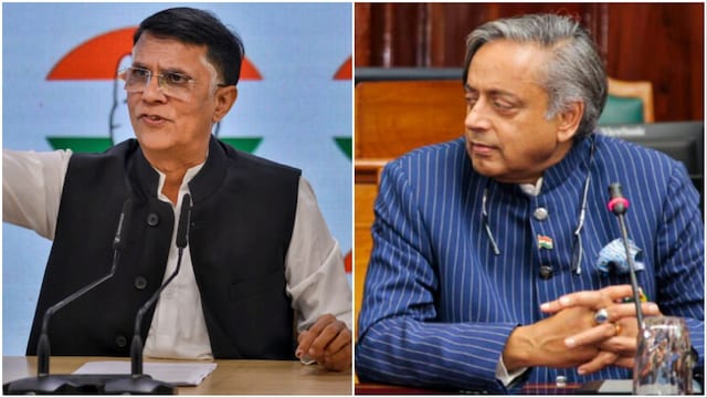Pawan Khera (L)/Shashi Tharoor (R) (Photos: PTI)