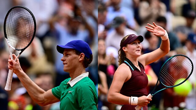 Jannik Sinner and Mirra Andreeva at the French Open (AFP)