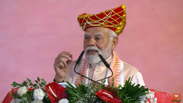 PM Modi speaking at at the Lokmata Devi Ahilyabai Mahila Sashaktikaran Mahasammelan in Bhopal.
