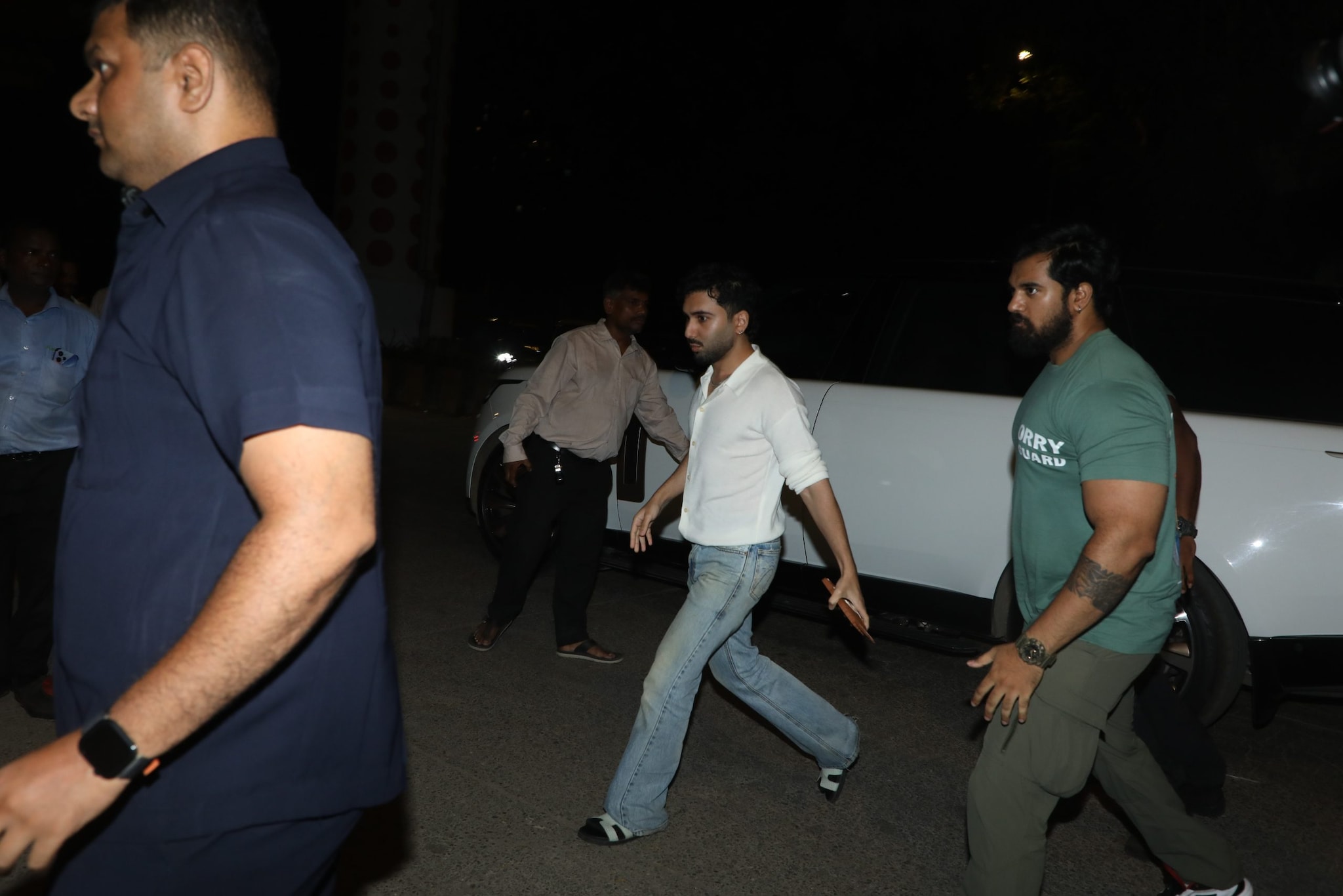 Orhan Awatramani aka orry also arrived at the residence to pay his last respects. (Image: Viral Bhayani) Orhan Awatramani aka orry also arrived at the residence to pay his last respects. (Image: Viral Bhayani)