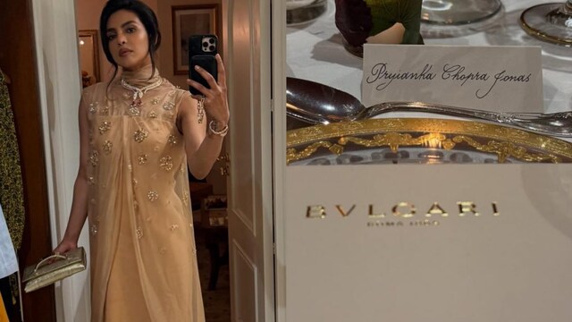 Priyanka Chopra stuns astatine  Bvlgari Sicily event, but fans upset implicit    misspelled sanction  connected  placard.