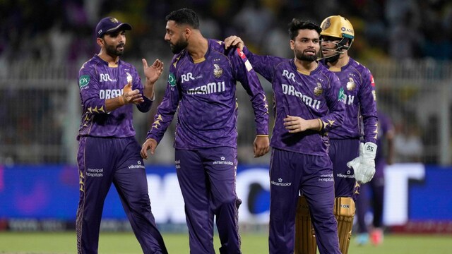 Ajinkya Rahane with his KKR teammates (AP)