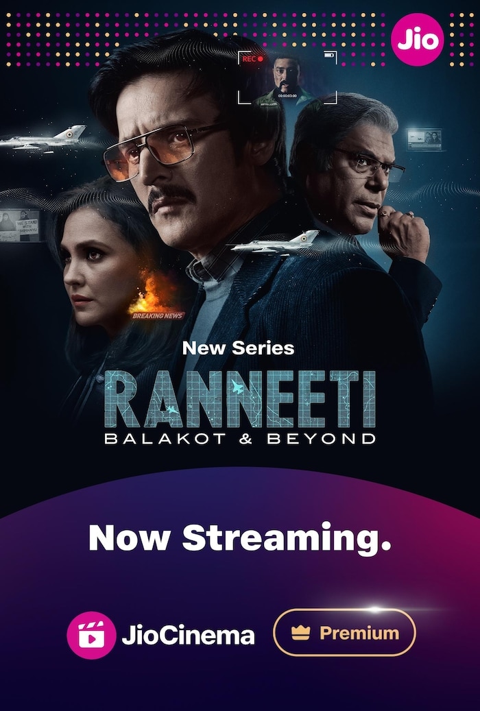 Ranneeti: Balakot and Beyond (2024) centres on the 2019 Balakot air strike, showcasing the Indian Air Force’s military retaliation and diplomatic strategy. Starring Jimmy Shergill, Ashish Vidyarthi, Ashutosh Rana, Lara Dutta, and Prasanna, this series is available on JioCinema or Disney+ Hotstar. (News18 Hindi) Ranneeti: Balakot and Beyond (2024) centres on the 2019 Balakot air strike, showcasing the Indian Air Force’s military retaliation and diplomatic strategy. Starring Jimmy Shergill, Ashish Vidyarthi, Ashutosh Rana, Lara Dutta, and Prasanna, this series is available on JioCinema or Disney+ Hotstar. (News18 Hindi)
