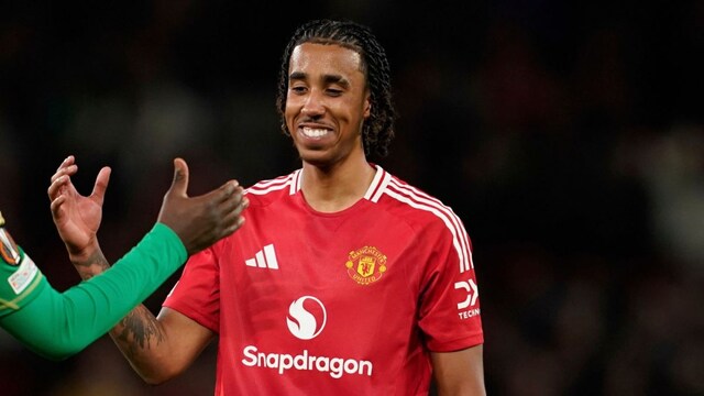 Manchester United defender Leny Yoro. (AP) 