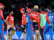 Players talk to each other during match 58 of the Indian Premier League season 18 (IPL 2025) between Punjab Kings and Delhi Capitals held at the Himachal Pradesh Cricket Association Stadium, Dharamshala on the 8th May 2025. (Sportzpics)