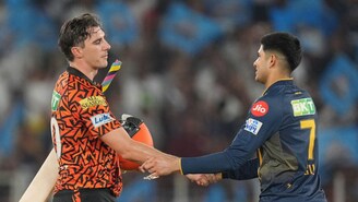 Pat Cummins of Sunrisers Hyderabad and Shubman Gill of Gujarat Titans after the match 51 of the Indian Premier League season 18 (IPL 2025) between Gujarat Titans and Sunrisers Hyderabad held at the Narendra Modi Stadium , Ahmedabad on the 2nd May 2025. (Sportzpics) 