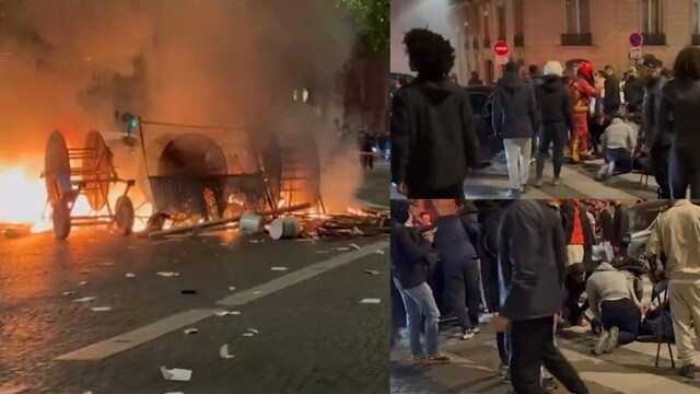 Celebrations turned unruly in Paris after PSG beat Arsenal in the semifinal of the UCL. 