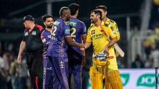 MS Dhoni of Chennai Super Kings and Andre RussellKolkata of Knight Riders shake hands post match during match 57 of the Indian Premier League season 18 (IPL 2025) between the Kolkata Knight Riders and the Chennai Superkings held at the Eden gardens Stadium, Kolkata on the 7th May 2025. (Sportzpics) MS Dhoni of Chennai Super Kings and Andre RussellKolkata of Knight Riders shake hands post match during match 57 of the Indian Premier League season 18 (IPL 2025) between the Kolkata Knight Riders and the Chennai Superkings held at the Eden gardens Stadium, Kolkata on the 7th May 2025. (Sportzpics)