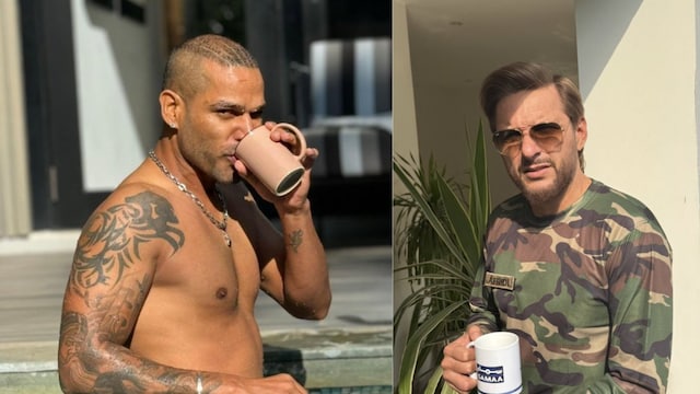 The picture of Dhawan sipping tea is circulating online after the events of Operation Sindoor. (Photo Credits: X)
