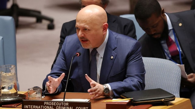  Criminal Court (ICC) Prosecutor Karim Khan, attends a United Nations Security Council meeting on Sudan and South Sudan at the United Nations headquarters on January 27, 2025 in New York City. (AFP)