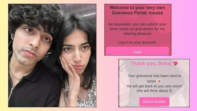 The woman, Sehaj, proudly shared respective  screenshots of the customized  website built by her boyfriend. (Images via X/@sehahaj)

