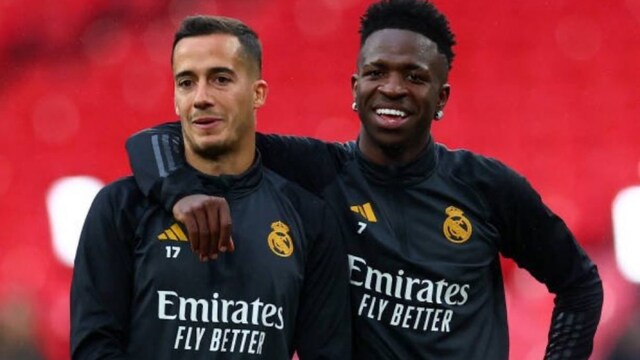 Real Madrid's Lucas Vazquez and Vinicius Jr at training (X)