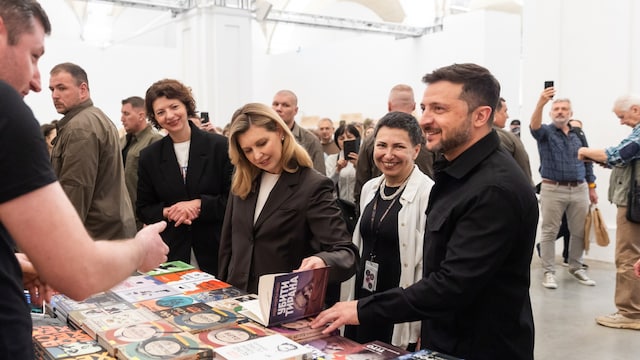 A photo he posted showed Zelenskiy’s wife, Olena, thumbing through a copy of the book as her husband stood next to her. (Image via X/@ZelenskyyUa)