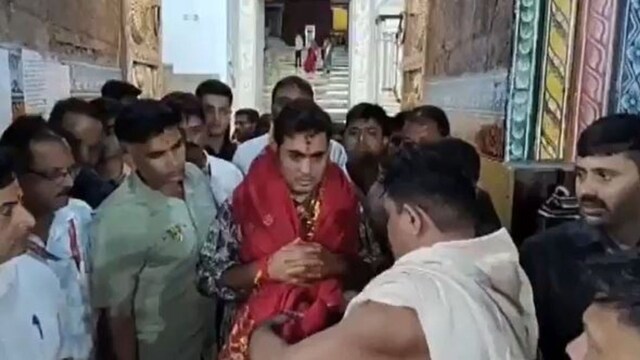 Akash Ambani at Puri Jagannath Temple. (ANI)