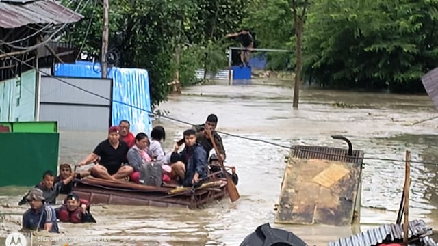Troops conducting rescue operation in flood-hit Manipur
