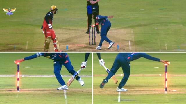 Replays from antithetic  angles amusement   Digvesh Rathi attempting to tally  retired  Jitesh Sharma. (Screengrab/JioHotstar)