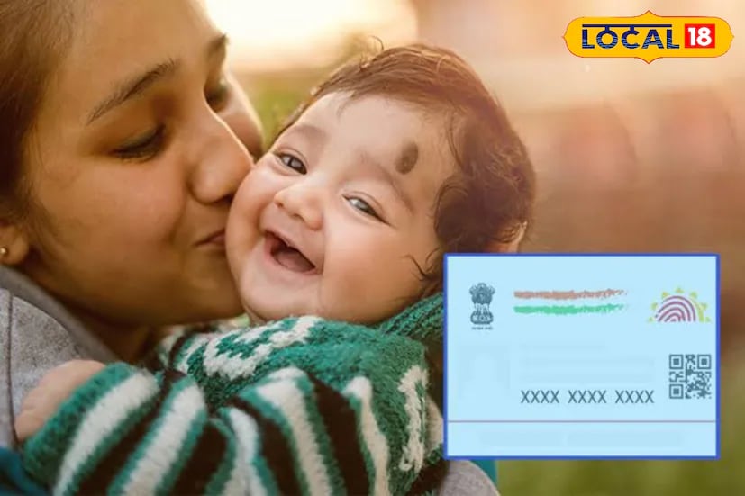 For children under the age of 5, the Bal Aadhaar card is issued in blue. For those aged between 5 and 15, an Aadhaar card similar to that of adults is issued. (Local18) For children under the age of 5, the Bal Aadhaar card is issued in blue. For those aged between 5 and 15, an Aadhaar card similar to that of adults is issued. (Local18)