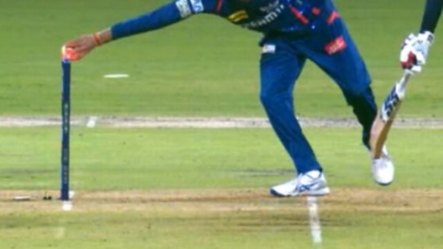 Digvesh Rathi saw RCB skipper  Jitesh Sharma retired  of his crease and swiftly dislodged the bails. (X/@ImTanujSingh)