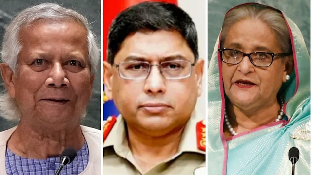 (From left) Yunus, Zaman  and Hasina. (File)