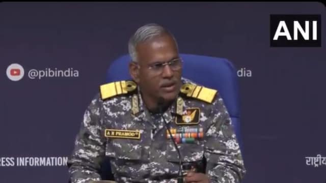 Vice-Admiral A N Pramod during the press briefing.