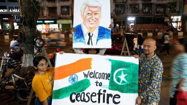 Indians celebrate the ceasefire announced on May 10. (AP)