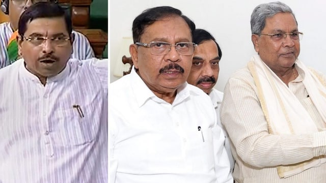 (From left) Prahlad Joshi, Parameshwara Rao and Siddaramaiah. (PTI File)