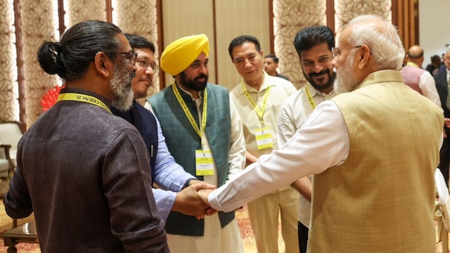 PM Modi interacting with CMs of different states on Saturday.
