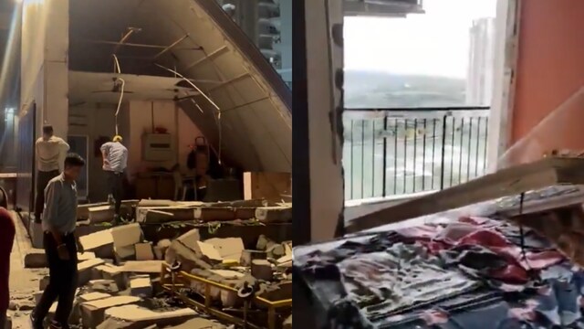 Netizens shared pictures of demolition  caused by rainfall  and tempest  successful  Uttar Pradesh's Noida connected  Wednesday.