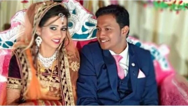 Soumya Sekhar Sahu and his wife when they tied the knot. (ANI)