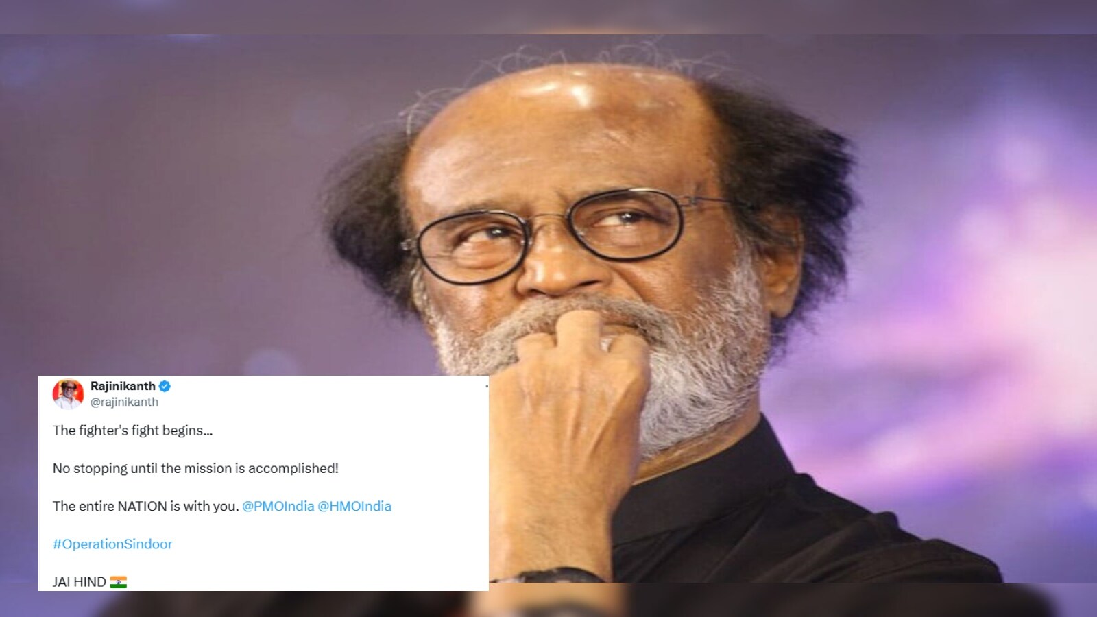 Megastar Rajinikanth took to X to show his support for Prime Minister Narendra Modi following the success of the recent government-led operation. (File Pic) Megastar Rajinikanth took to X to show his support for Prime Minister Narendra Modi following the success of the recent government-led operation. (File Pic)