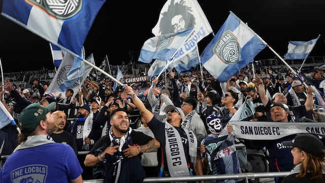 San Diego FC fans sing before the team hosts St. Louis City in an MLS earlier this year. (File Photo/AP)