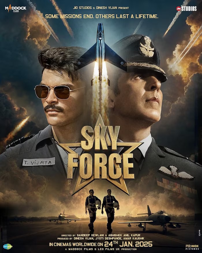 Directed by Abhishek Anil Kapoor and Sandeep Kewlani, Sky Force (2024), tells the untold story of India’s first air operation against Pakistan in 1965. Starring Akshay Kumar and Veer Pahadia, the film is available on Prime Video. (News18 Hindi) Directed by Abhishek Anil Kapoor and Sandeep Kewlani, Sky Force (2024), tells the untold story of India’s first air operation against Pakistan in 1965. Starring Akshay Kumar and Veer Pahadia, the film is available on Prime Video. (News18 Hindi)