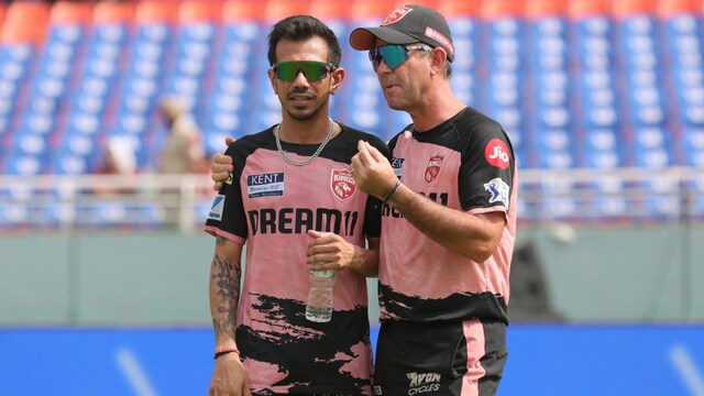 Yuzvendra Chahal (left) with PBKS caput  manager  Ricky Ponting (BCCI Photo)