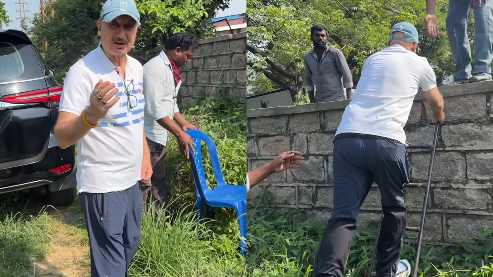 Anupam Kher Climbs Wall to Reach Set Of Prabhas’ Film: ‘Kya Kya Karna Padhta Hai’