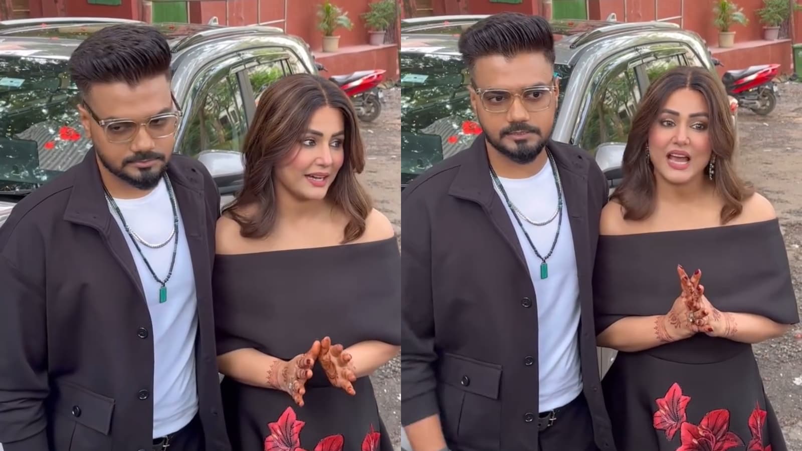 Munawar Faruqui Joins Hina Khan and Rocky on Set