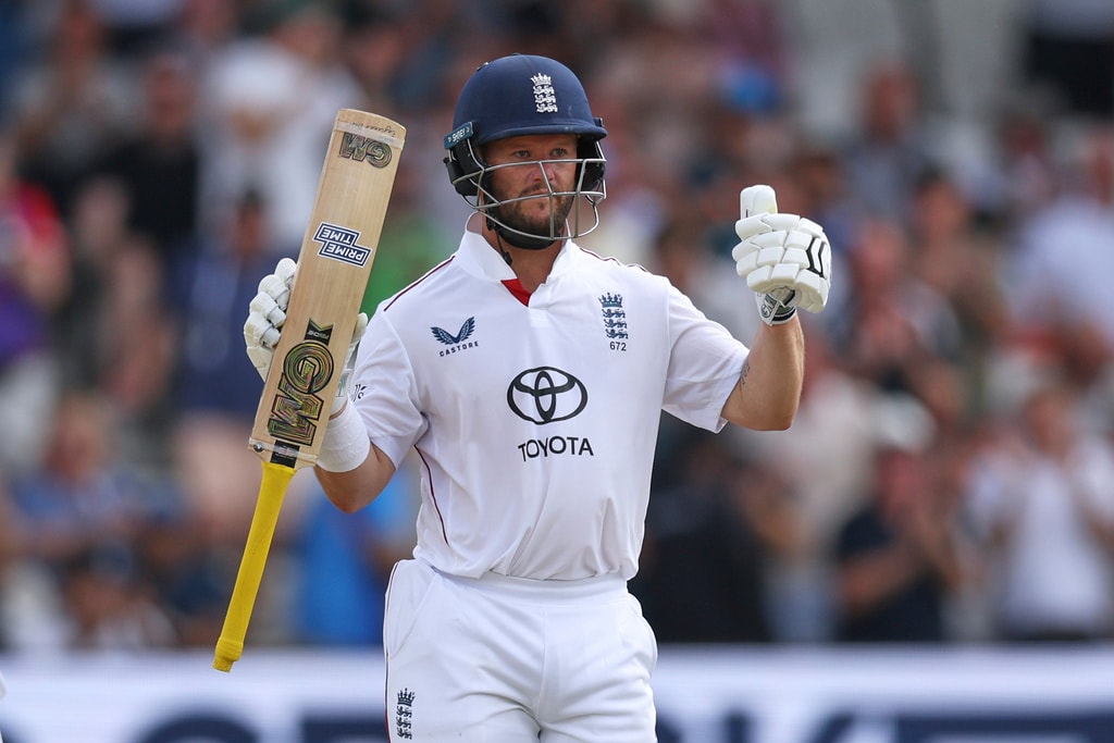 England's Ben Duckett celebrates after scoring fifty runs on day two of the first cricket test match between England and India at Headingley in Leeds, England, Saturday, June 21, 2025. (AP Photo/Scott Heppell) England's Ben Duckett celebrates after scoring fifty runs on day two of the first cricket test match between England and India at Headingley in Leeds, England, Saturday, June 21, 2025. (AP Photo/Scott Heppell)