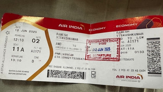 Ticket of the lone survivor in Ahmedabad plane crash (PTI Image)