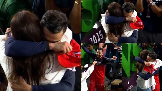 Virat Kohli IPL Trophy Photo: Anushka Kisses Emotional Virat Kohli,  Comforts Him After RCB's IPL 2025 Win | Watch - News18