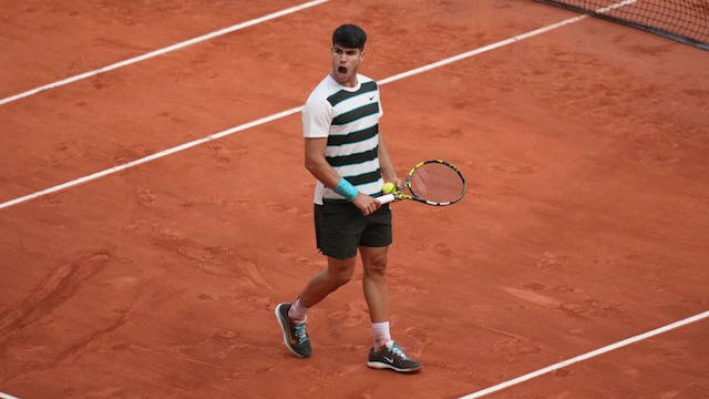 Carlos Alcaraz at the French Open (AP)