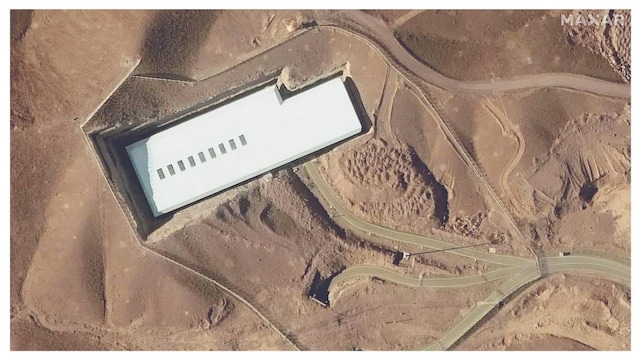 An image provided by Maxar Technologies, and taken on February 12, 2025, shows an overview of the Fordow uranium enrichment facility, south of the capital Tehran. (AFP)