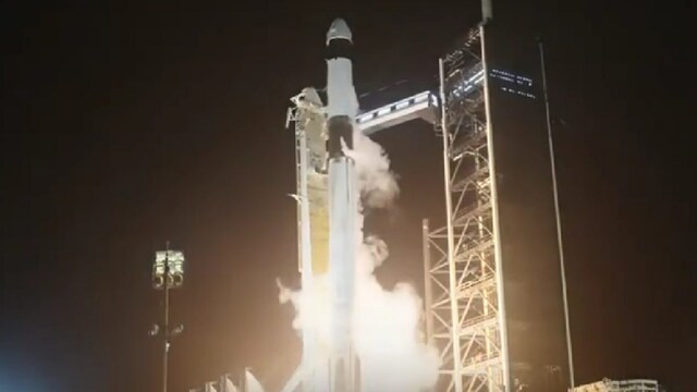 Shubhanshu Shukla heads to space as Falcon 9 with Axiom-4 crew lifts off.