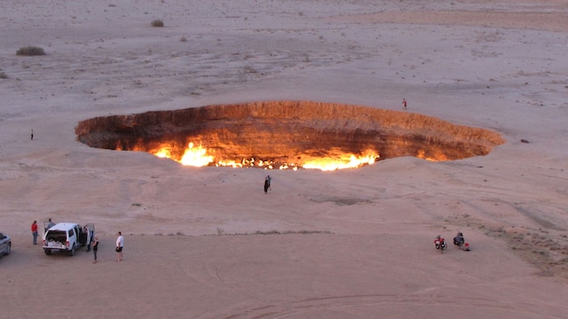 "The Gateway to Hell," a huge burning gas crater in the heart of Turkmenistan's Karakum desert. (AFP file photo)
