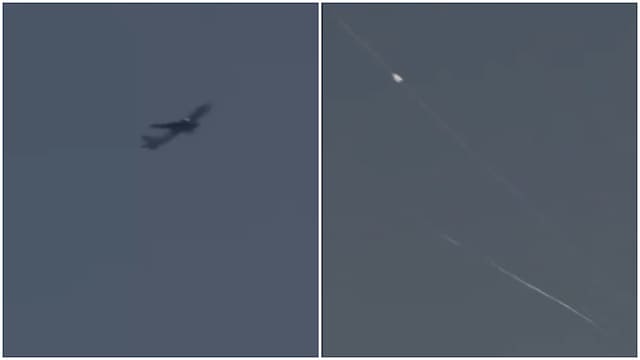 The missile was intercepted by Israeli air defence systems just in time. (Screengrab via X/@IsraelWarRoom)