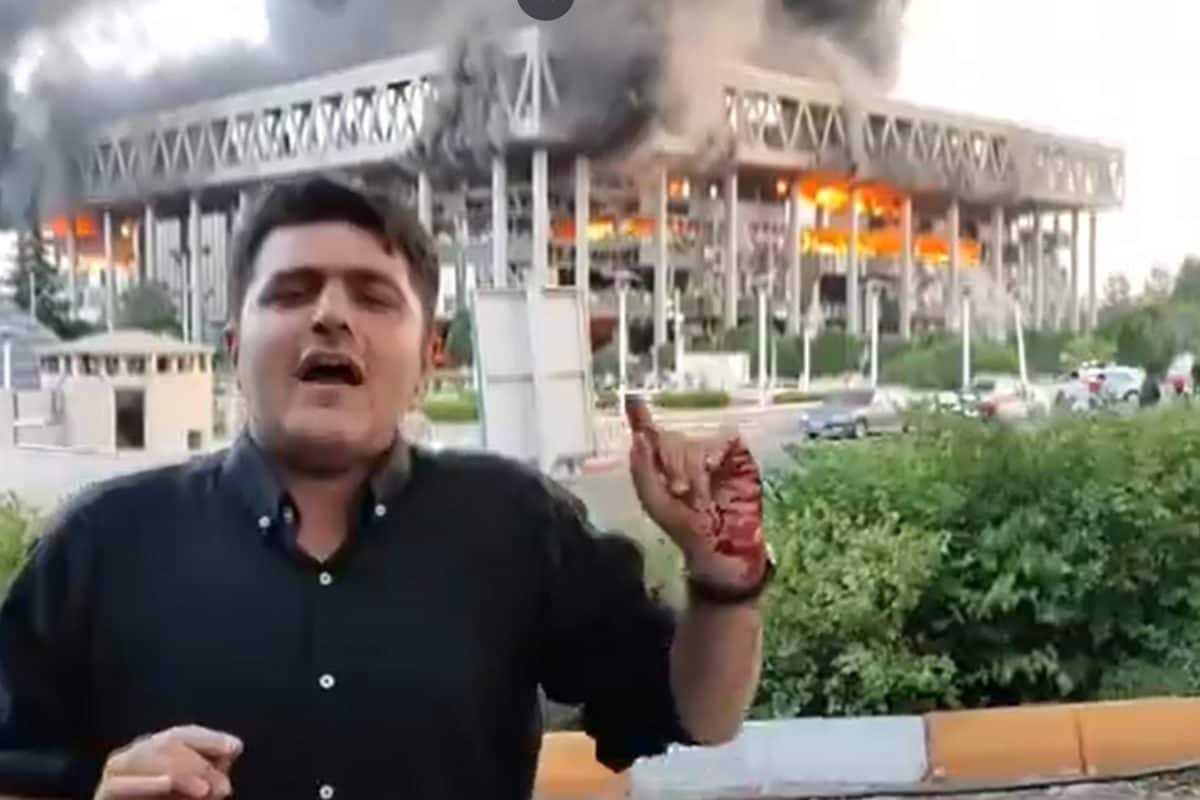 'Don't Know How Many Were Killed': Reporter With Bloodied Hands Goes Live As Iran State TV Burns