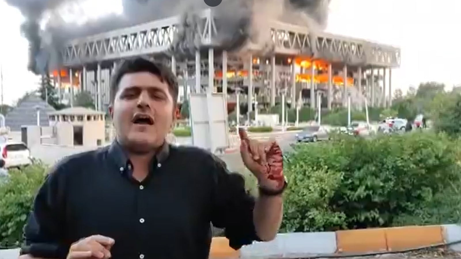 'Don't Know How Many Were Killed': Reporter With Bloodied Hands Goes Live As Iran State TV Burns