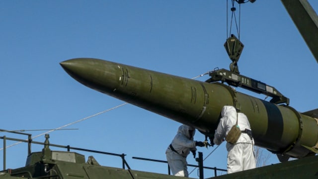 The Iskander system uses ground-to-ground missiles capable of carrying both conventional and nuclear warheads. (AP/File)