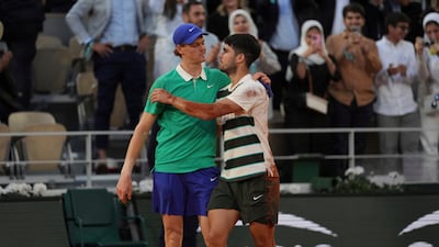 Carlos Alcaraz after beating Jannik Sinner at the French Open (AP)